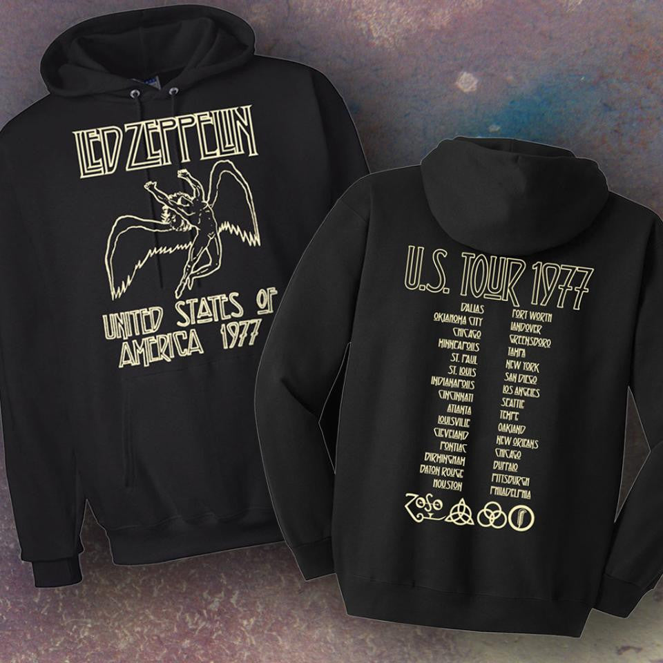 Led Zeppelin 1977 US Tour Double Sided Hoodie – Draw The Line Apparel